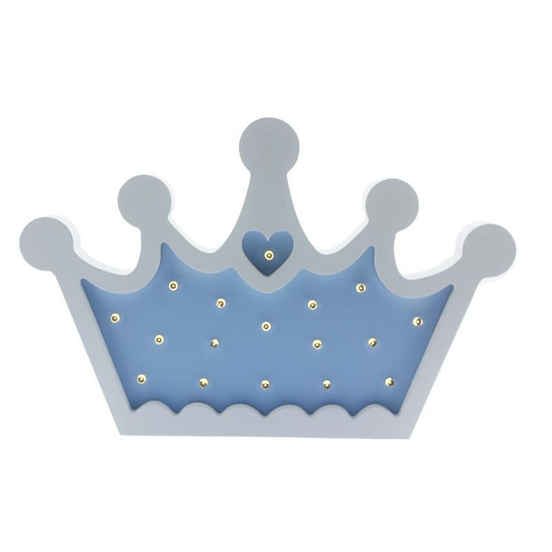 Ahşap Led Işıklı Pilli Kral Tacı Mavi