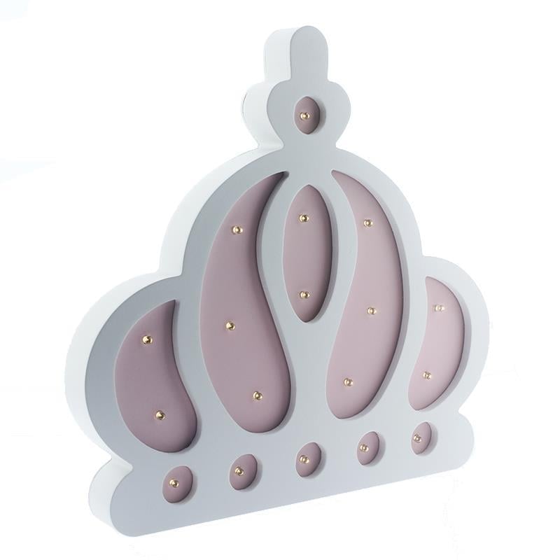 Ahşap Led Işıklı Pilli Kraliçe Tacı Pembe