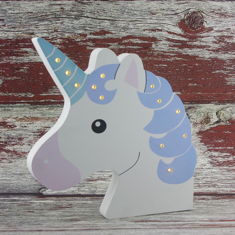 Ahşap Led Işıklı Pilli Unicorn Dekor