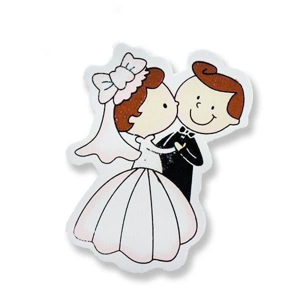Ahşap Sticker Damadı Öpen Gelin 12 Adet