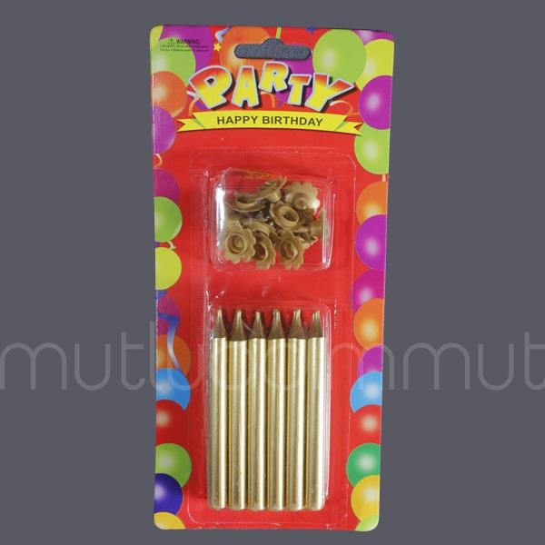 Altın Renk Parti Pasta Mumu 12'li