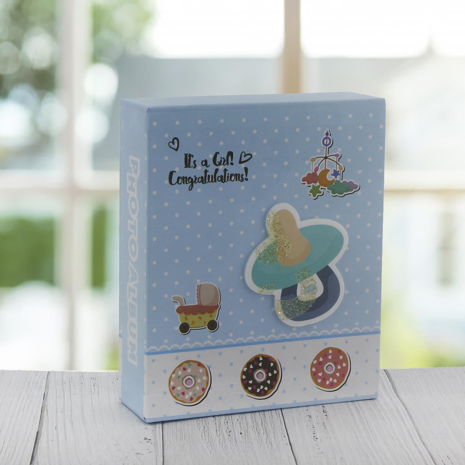 Bebek Fotoğraf Albümü 14x17cm Mavi Emzilki