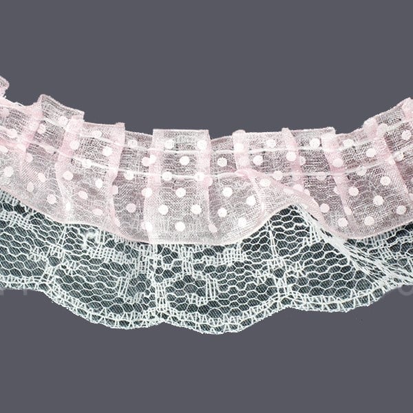 Beyaz Puanlı Fırfır Kurdela 5cm X 9metre