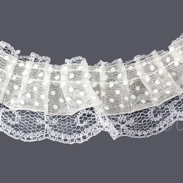 Beyaz Puanlı Fırfır Kurdela 5cm X 9metre