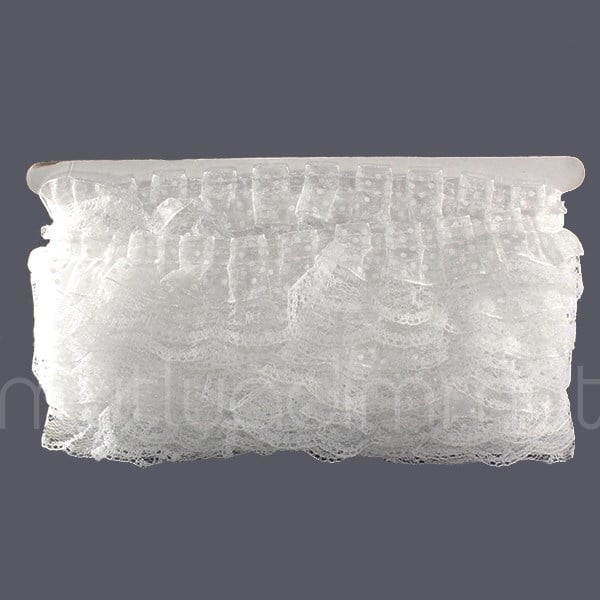 Beyaz Puanlı Fırfır Kurdela 5cm X 9metre