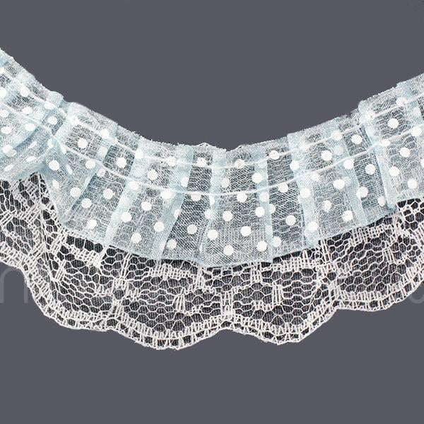 Beyaz Puanlı Fırfır Kurdela 5cm X 9metre