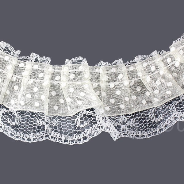 Beyaz Puanlı Fırfır Kurdela 5cm X 9metre