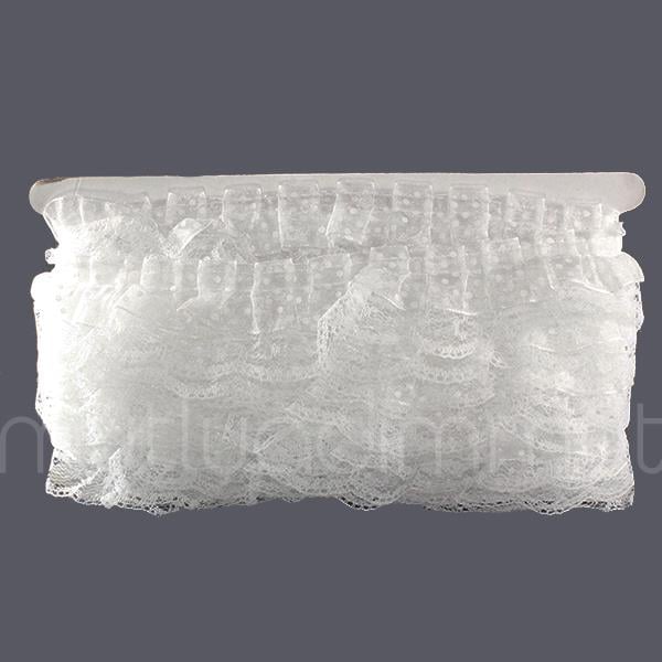 Beyaz Puanlı Fırfır Kurdela 5cm X 9metre