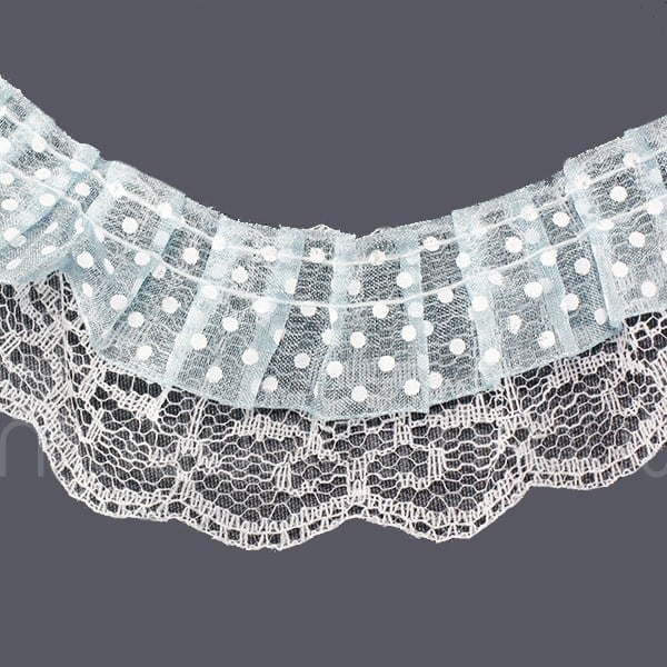 Beyaz Puanlı Fırfır Kurdela 5cm X 9metre