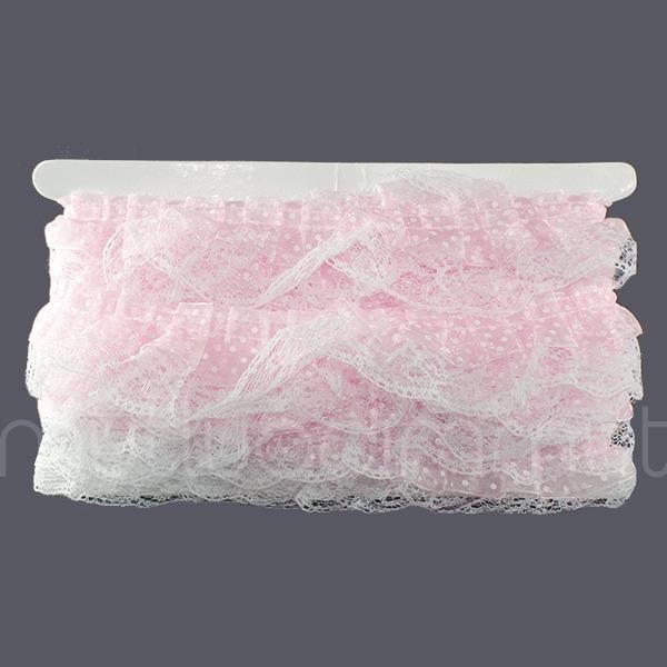 Beyaz Puanlı Fırfır Kurdela 5cm X 9metre