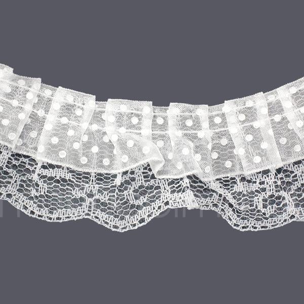 Beyaz Puanlı Fırfır Kurdela 5cm X 9metre