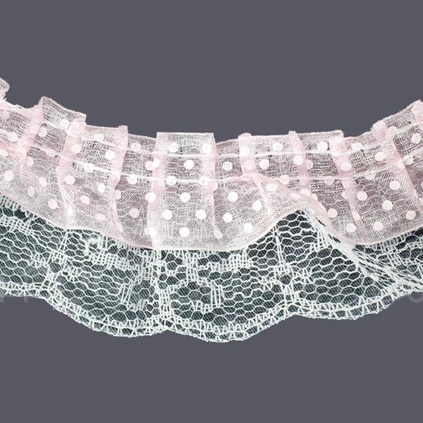 Beyaz Puanlı Fırfır Kurdela 5cm X 9metre