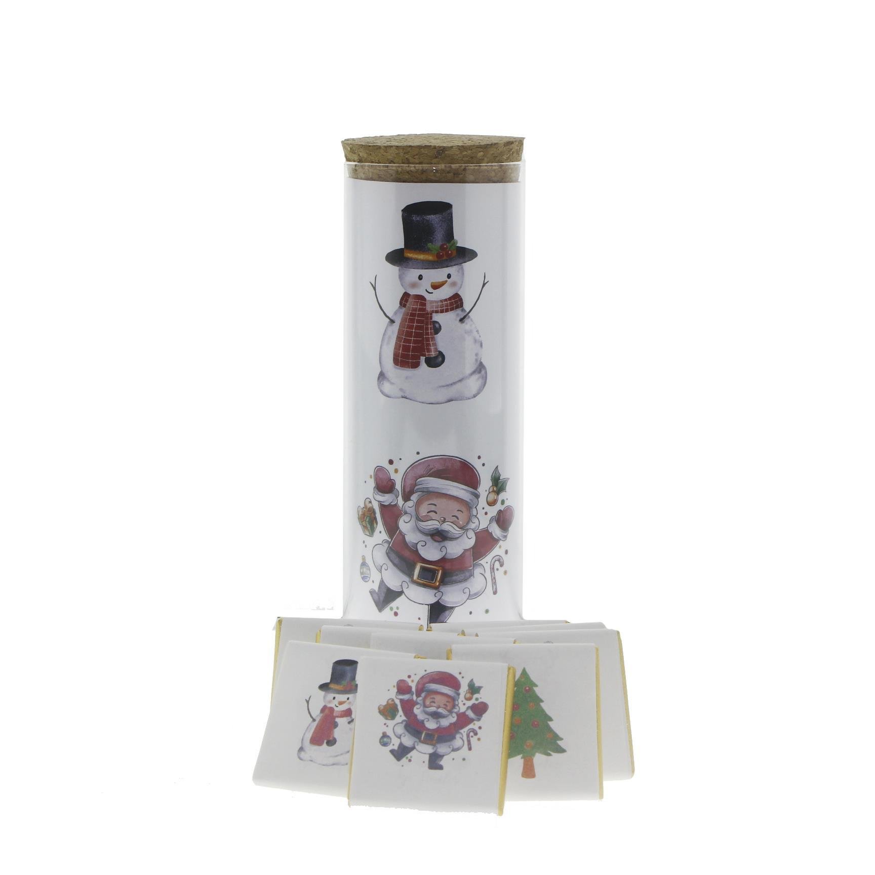 Cam Tüpte 24 Adet Yılbaşı Çikolatası 4 Desenli