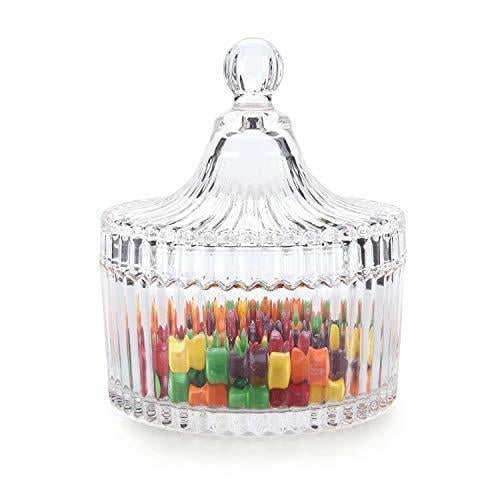 Çizgili Kapaklı Cam Şekerlik Mumluk 6x9cm 1 Adet