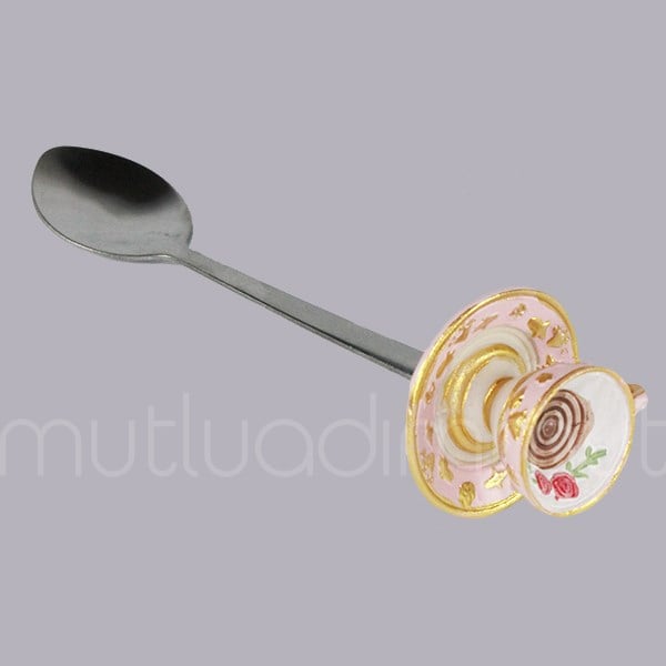 Fincanlı Kaşık Cupcake'li Çatal 2'li Set Tatlı Kaşığı ve Çatalı