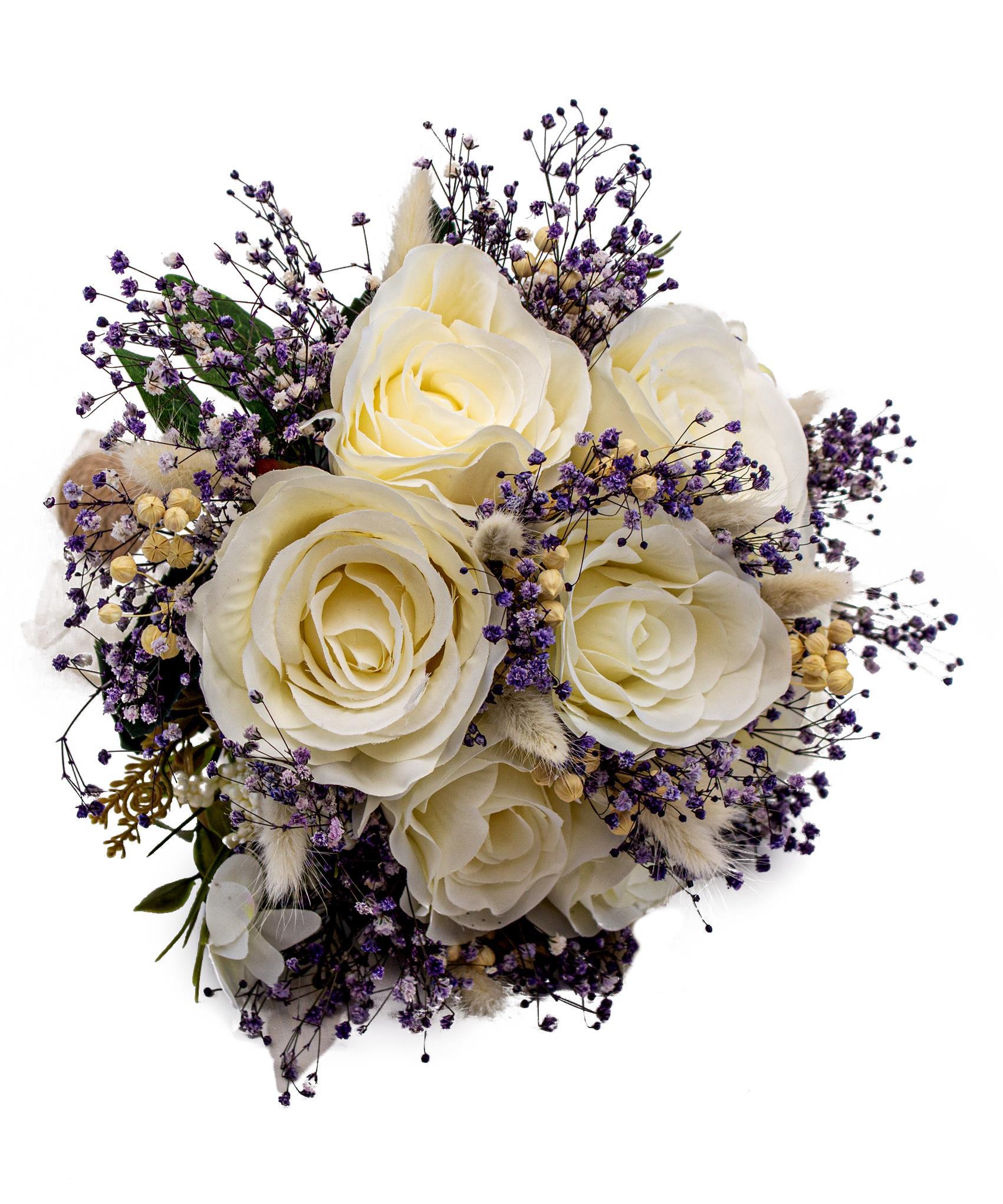 Gelin El Buketi Çiçeği Doğal Cipso Kurutulmuş Çiçek ve Güllü