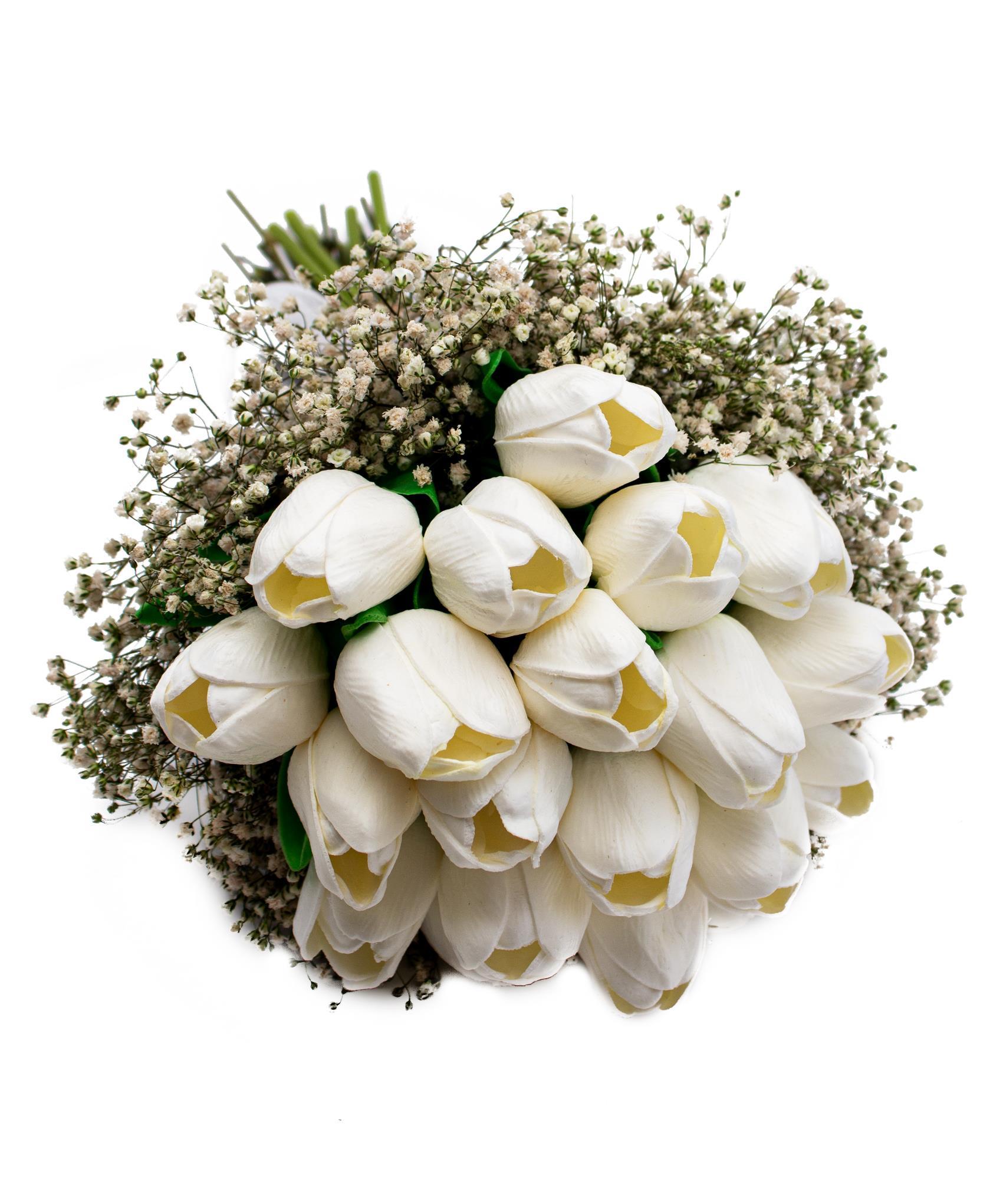 Gelin El Buketi Doğal Cipso ve Yapay Lale