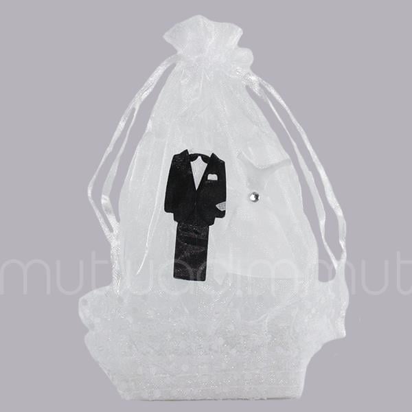 Gelin Ve Damatlı Tüllü Çanta 12 Adet