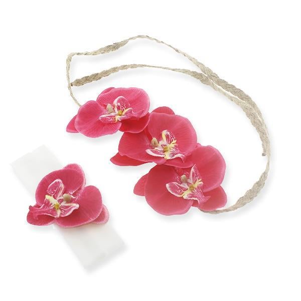 Helen Taç Yapay Orkide Ve Bebek Bandanası Fuşya