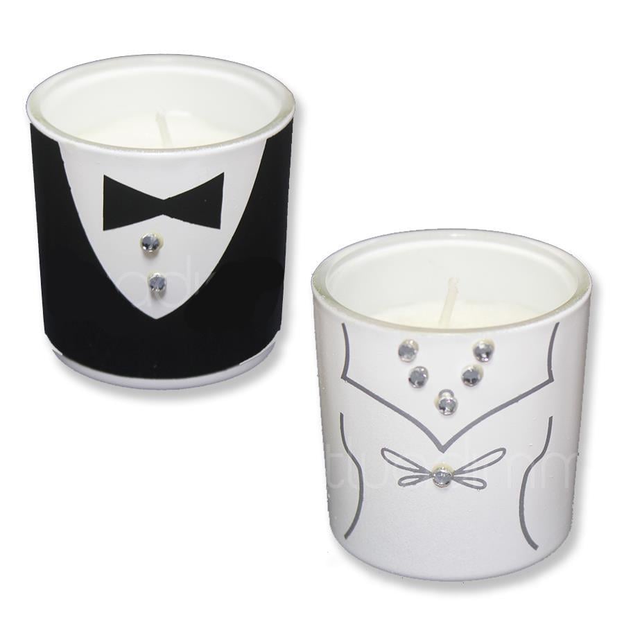 İki Taraflı Cam Mum Gelin Damat