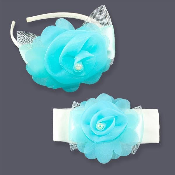 İnci Fiyonklu Anne Tacı Ve Bebek Bandanası