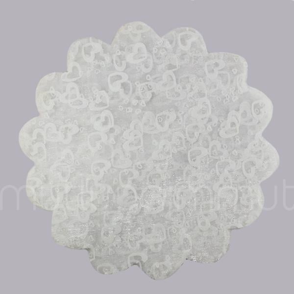 Kalp Baskılı Organze 22cm 50 Adet