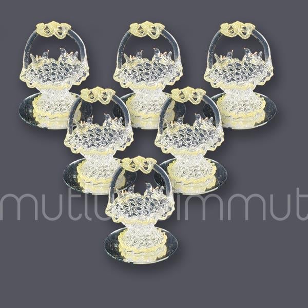 Kuşlu Kristal Sepet 12 Adet