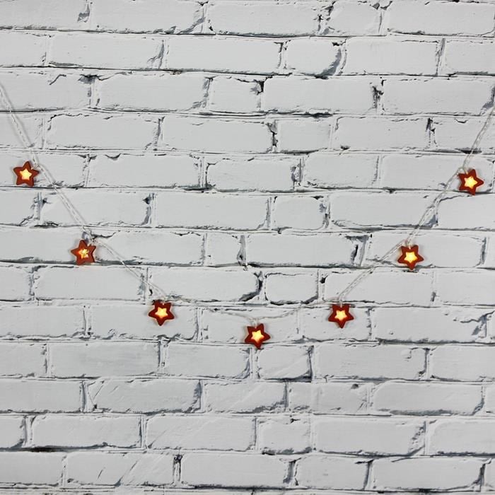 Led Işık Ahşap Yıldız 10'lu Şerit Aydınlatma Pilli Ağaç Süsü