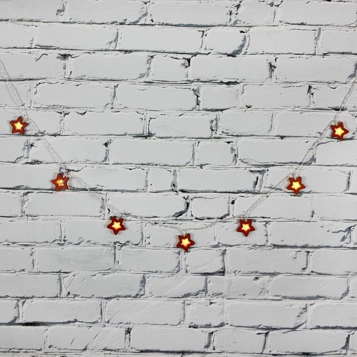 Led Işık Ahşap Yıldız 10'lu Şerit Aydınlatma Pilli Ağaç Süsü