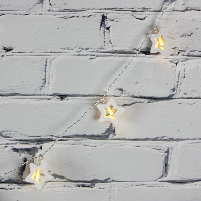 Led Işık Ahşap Yıldız 10'lu Şerit Aydınlatma Pilli Ağaç Süsü