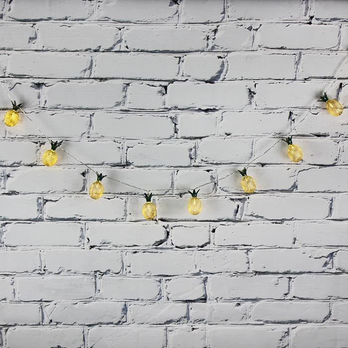 Led Işık Metal Ananas 10'lu Şerit Aydınlatma Pilli Ağaç SüsüAğaç Süsü