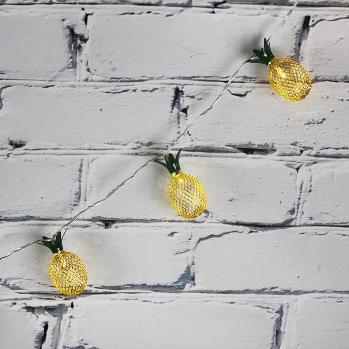 Led Işık Metal Ananas 10'lu Şerit Aydınlatma Pilli Ağaç SüsüAğaç Süsü