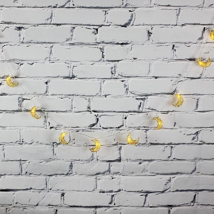 Led Işık Metal Ay Dede 10'lu Şerit Aydınlatma Pilli Ağaç Süsü