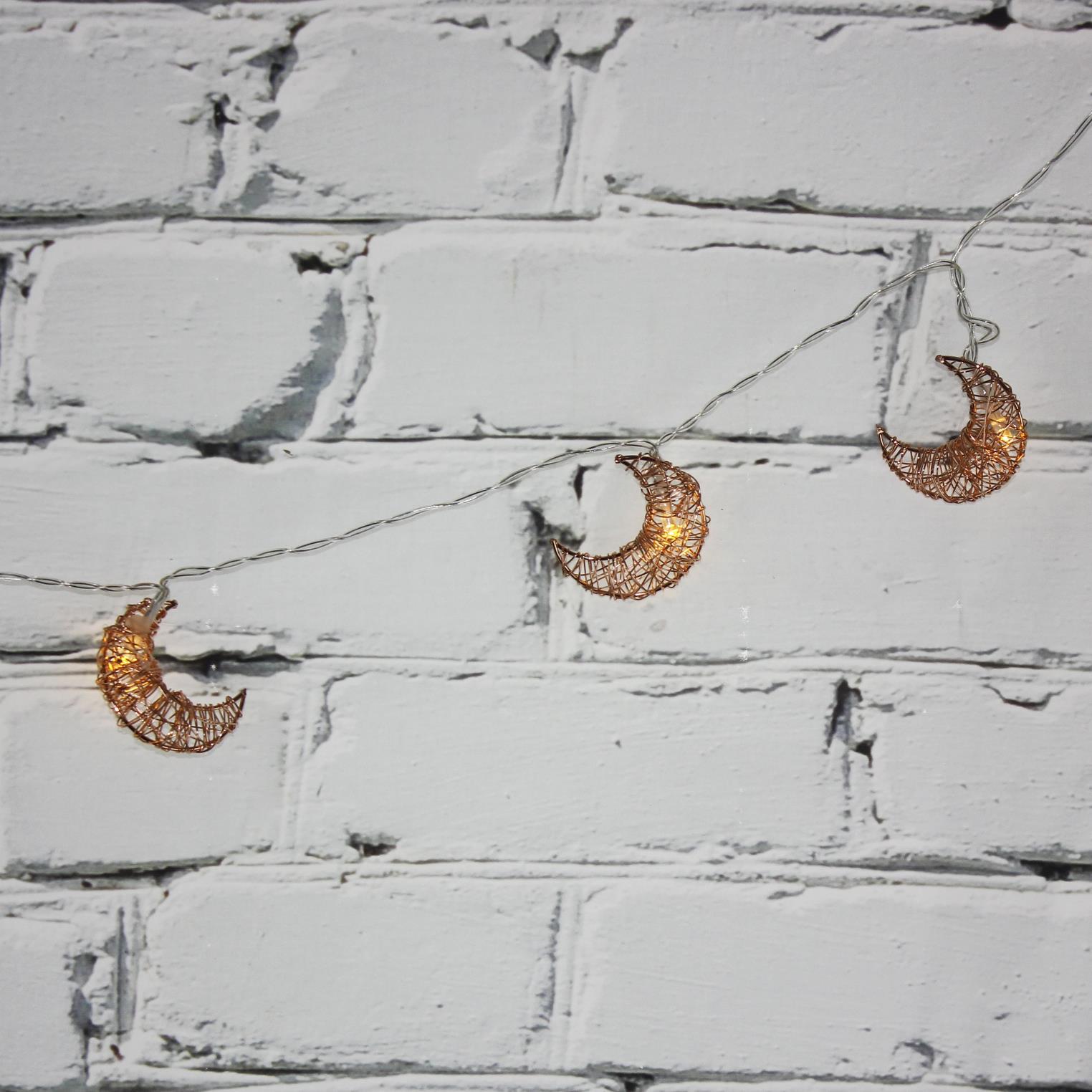 Led Işık Metal Ay Dede 10'lu Şerit Aydınlatma Pilli Ağaç Süsü