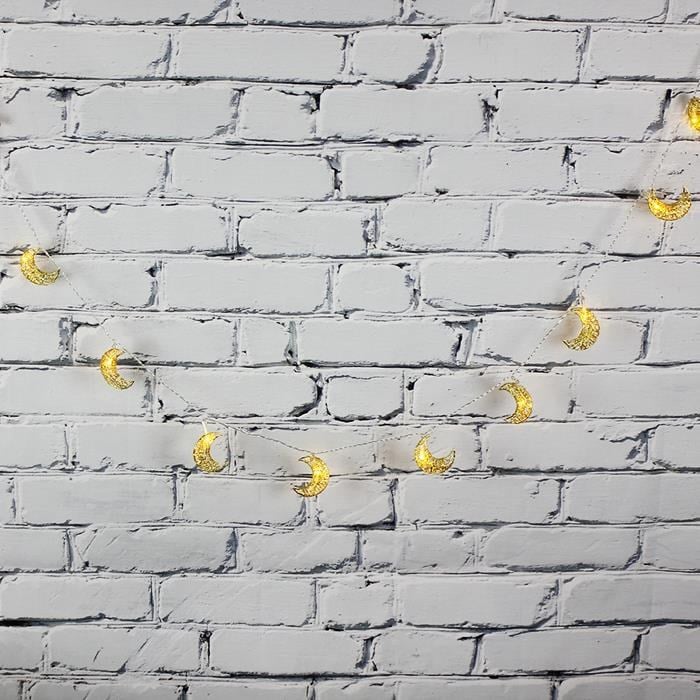 Led Işık Metal Ay Dede 10'lu Şerit Aydınlatma Pilli Ağaç Süsü