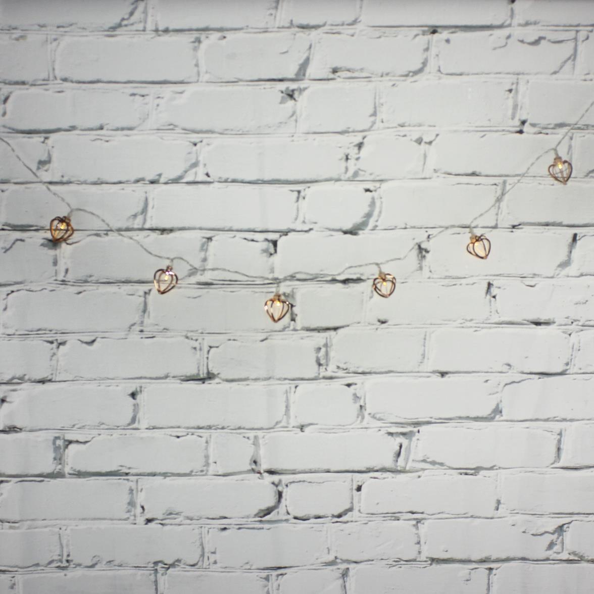 Led Işık Metal Kalp 10'lu Şerit Aydınlatma Pilli Ağaç Süsü