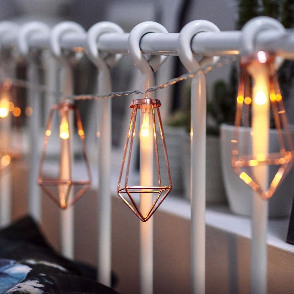 Led Işık Metal Köşeli Dekor 10'lu Şerit Aydınlatma Pilli Ağaç Süsü