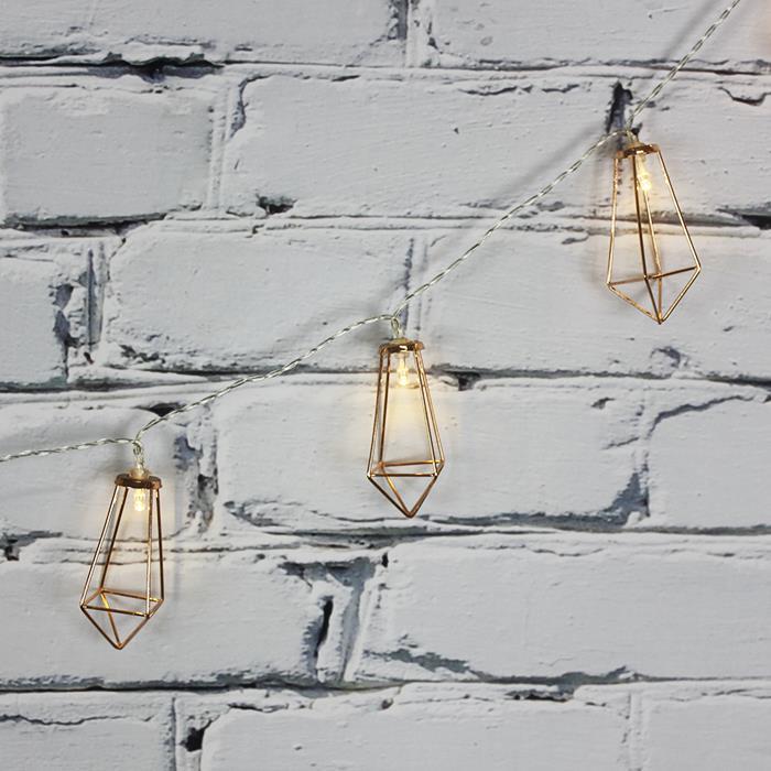 Led Işık Metal Köşeli Dekor 10'lu Şerit Aydınlatma Pilli Ağaç Süsü