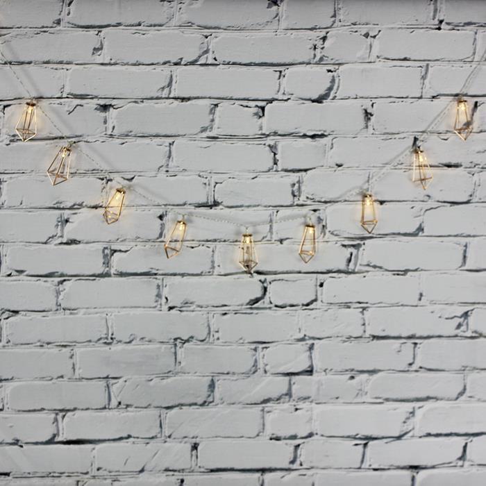 Led Işık Metal Köşeli Dekor 10'lu Şerit Aydınlatma Pilli Ağaç Süsü