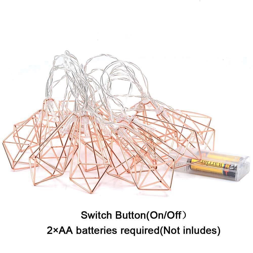 Led Işık Metal Köşeli Dekor 10'lu Şerit Aydınlatma Pilli Ağaç Süsü