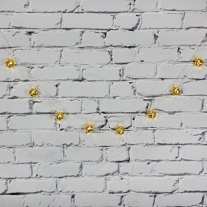 Led Işık Metal Top 10'lu Şerit Aydınlatma Pilli Ağaç Süsü