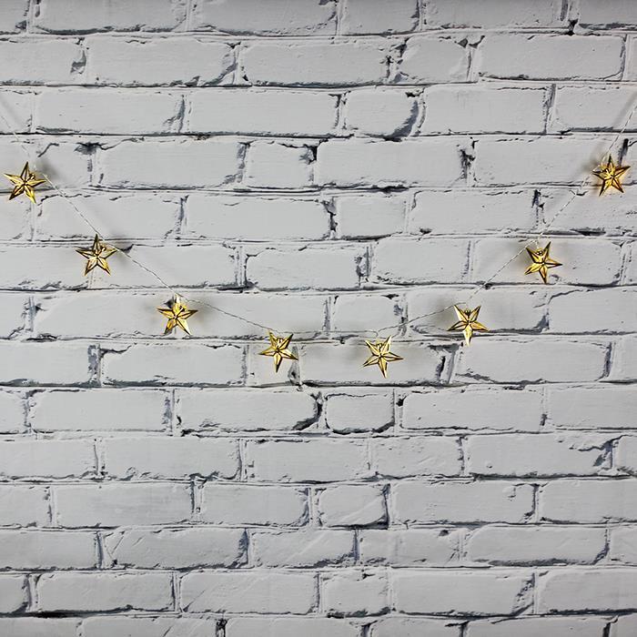 Led Işık Metal Yıldız 10'lu Şerit Aydınlatma Pilli Ağaç Süsü