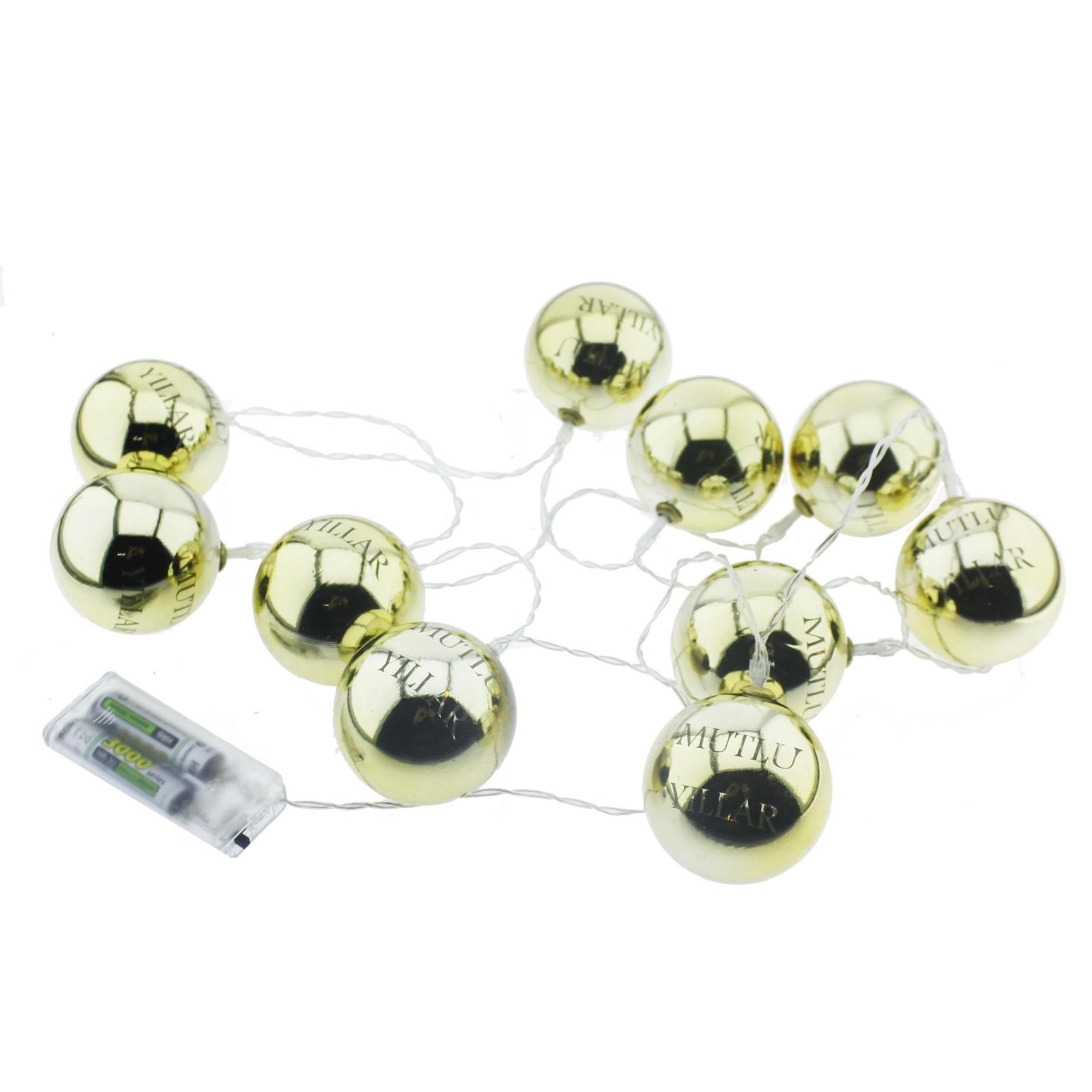 Led Işık Mutlu Yıllar 10'lu Top Aydınlatma Ağaç Süsü
