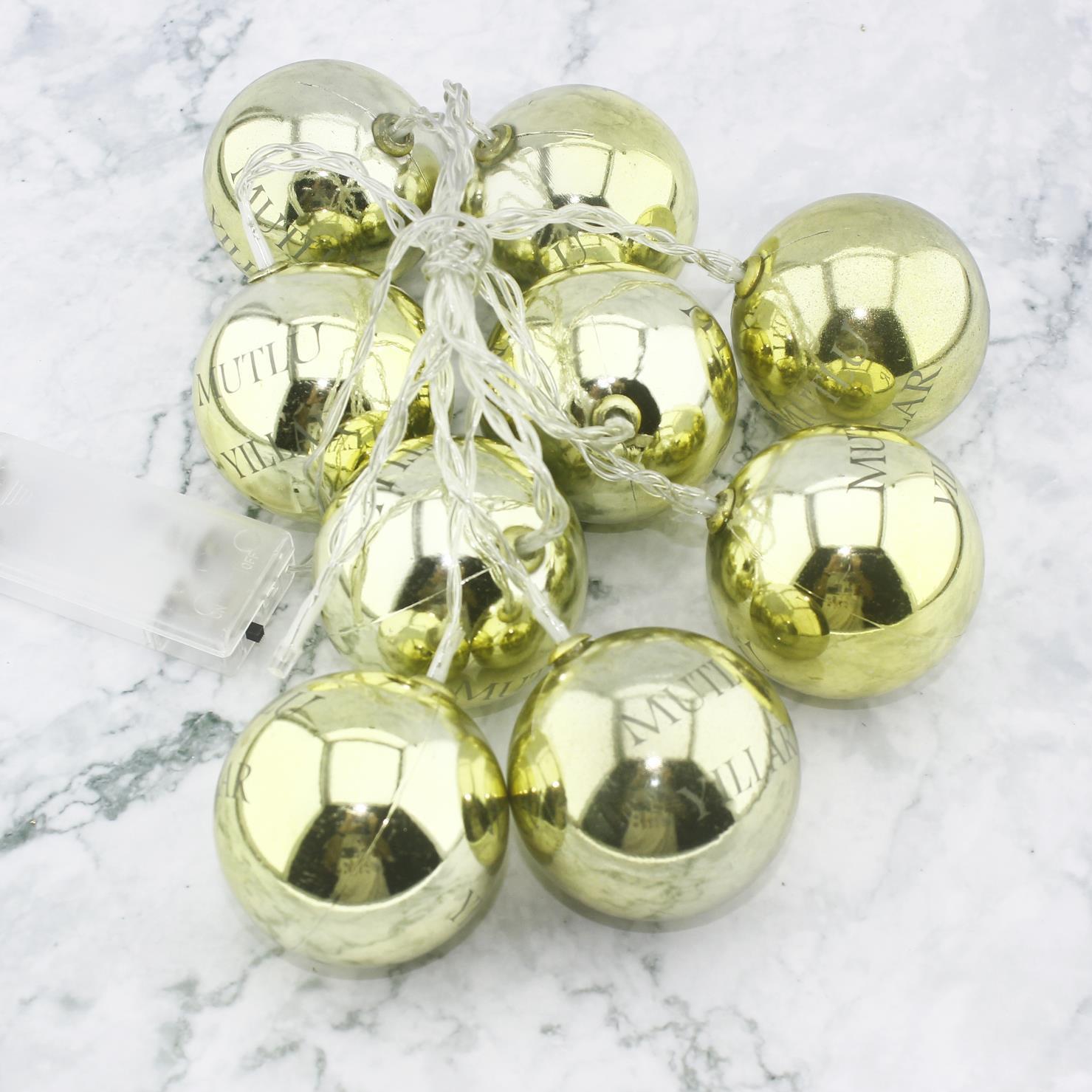 Led Işık Mutlu Yıllar 10'lu Top Aydınlatma Ağaç Süsü