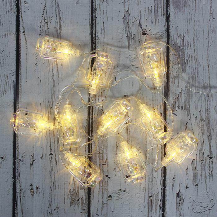 Led Işık Plastik Fener Dekor 10lu Şerit Aydınlatma Pilli Ağaç Süsü