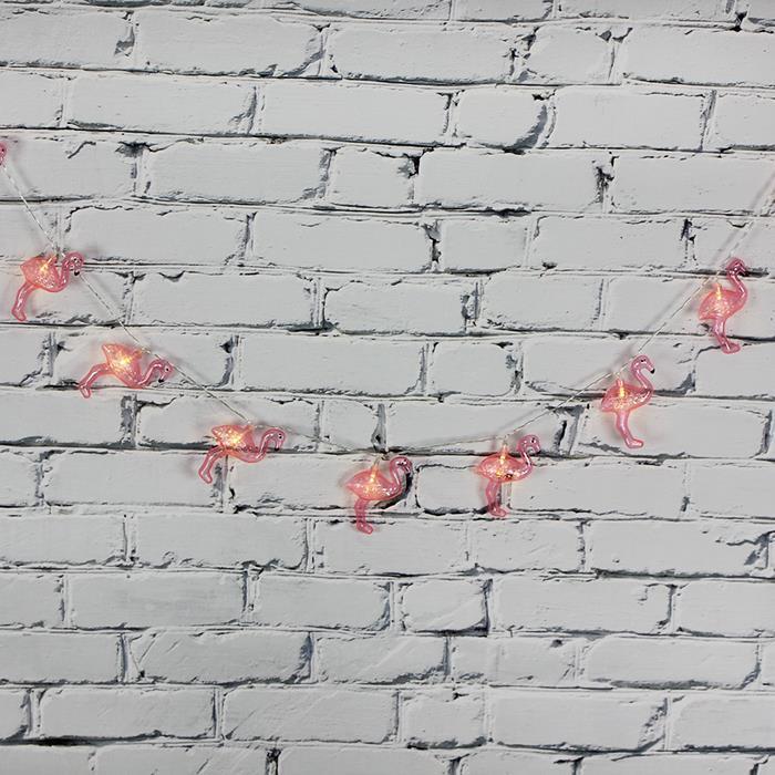 Led Işık Plastik Flamingo Dekor 10'lu Şerit Aydınlatma Pilli Ağaç Süsü