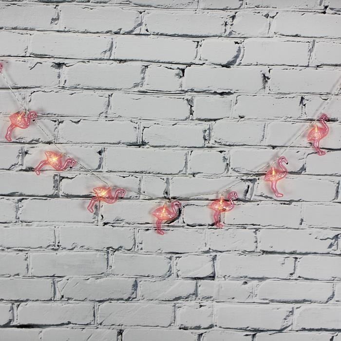 Led Işık Plastik Flamingo Dekor 10'lu Şerit Aydınlatma Pilli Ağaç Süsü