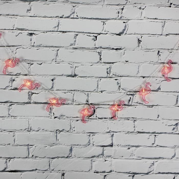 Led Işık Plastik Flamingo Dekor 10'lu Şerit Aydınlatma Pilli Ağaç Süsü
