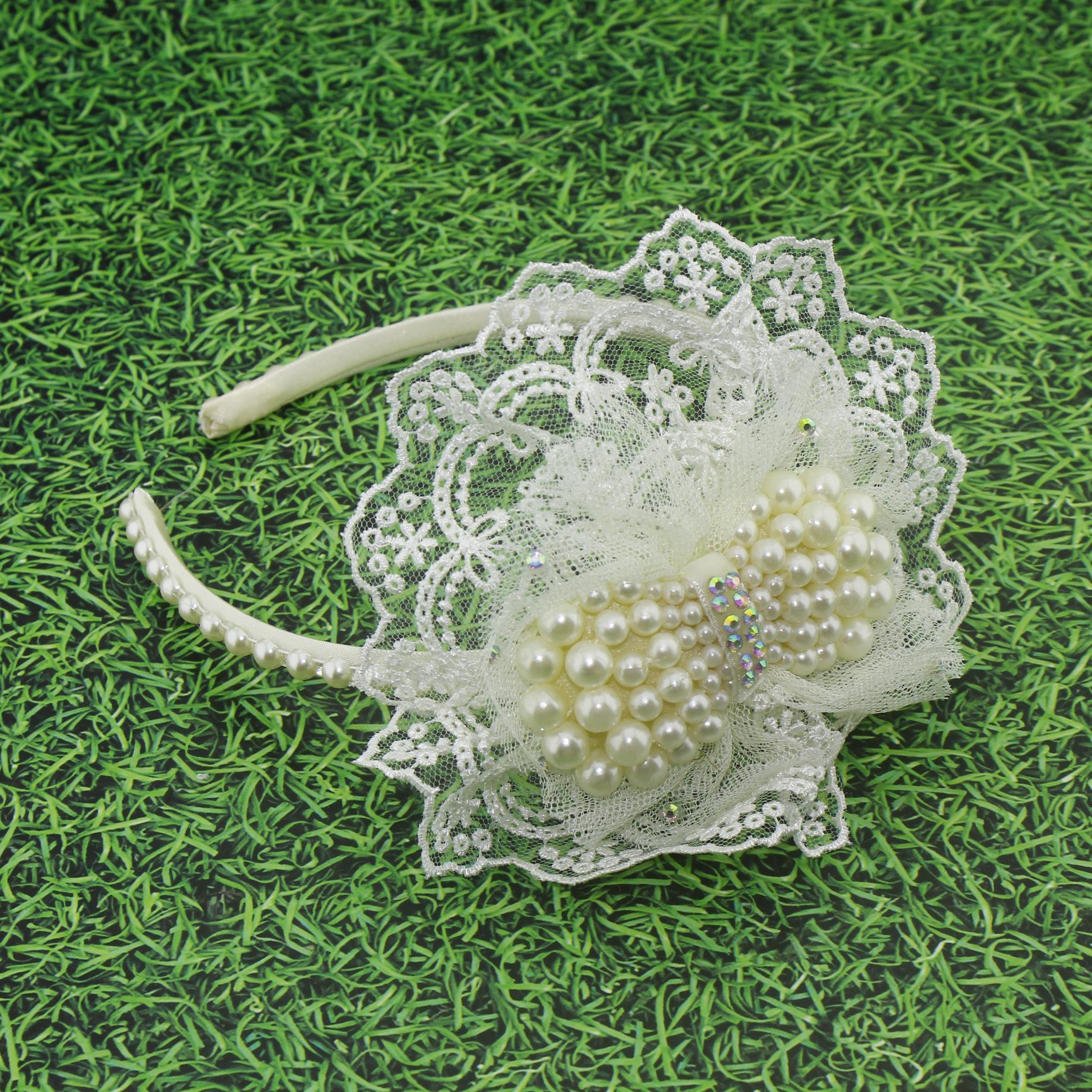 Lohusa Terliği ve Tacı Seti Krem İnci Fiyonklu