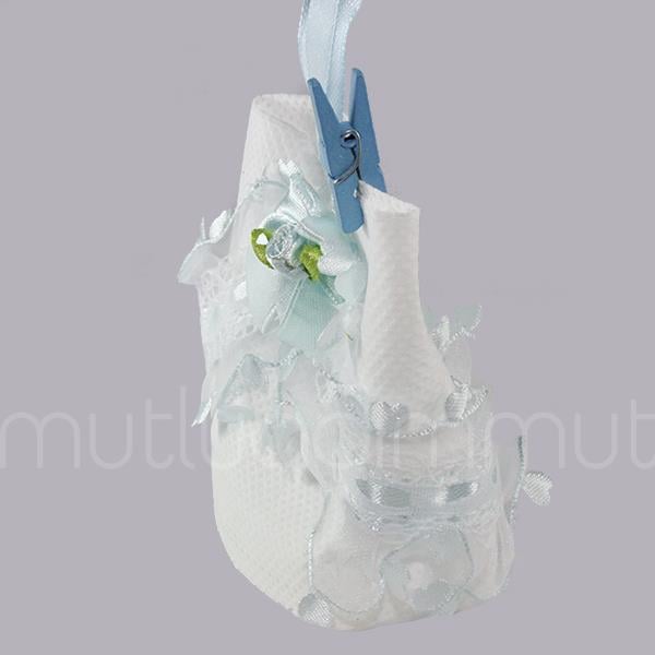 Mandallı Fırfırlı Kumaş Çanta  12 Adet